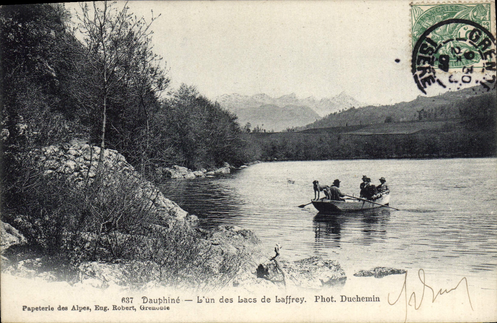 VINTAGE POSTCARD One of the Lakes Laffrey Boat