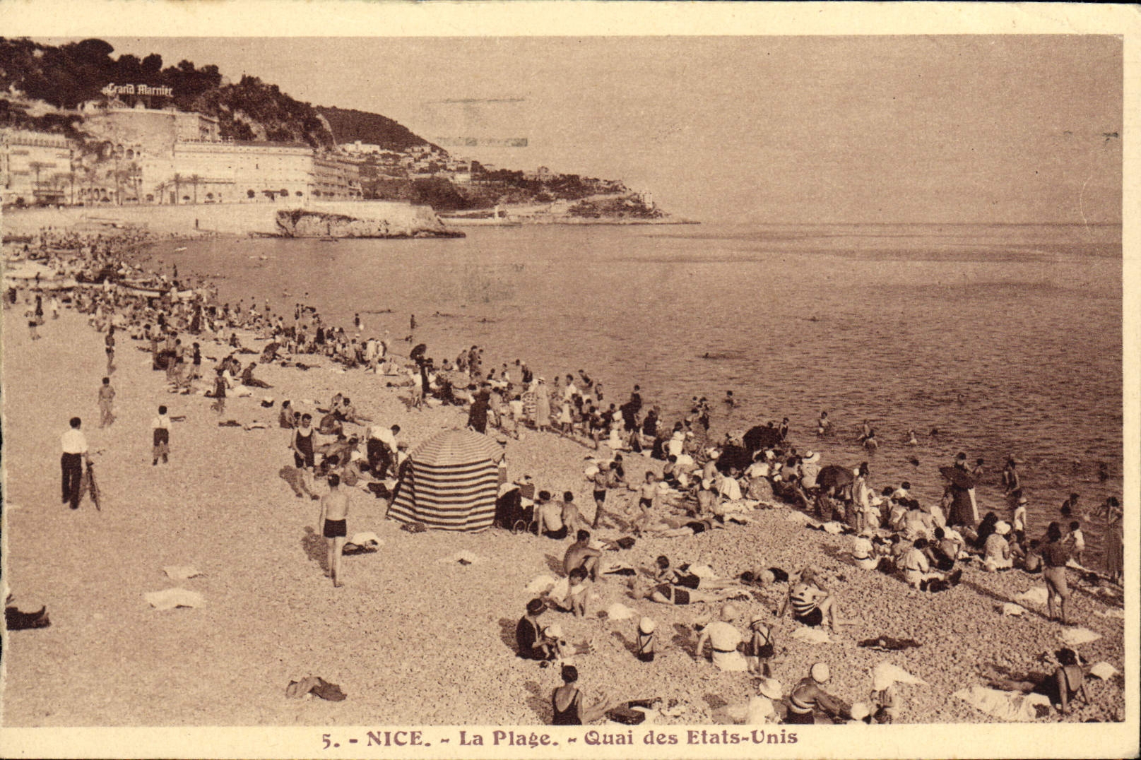 POSTAL de la VENDIMIA Niza la playa Quay de los Estados Unidos