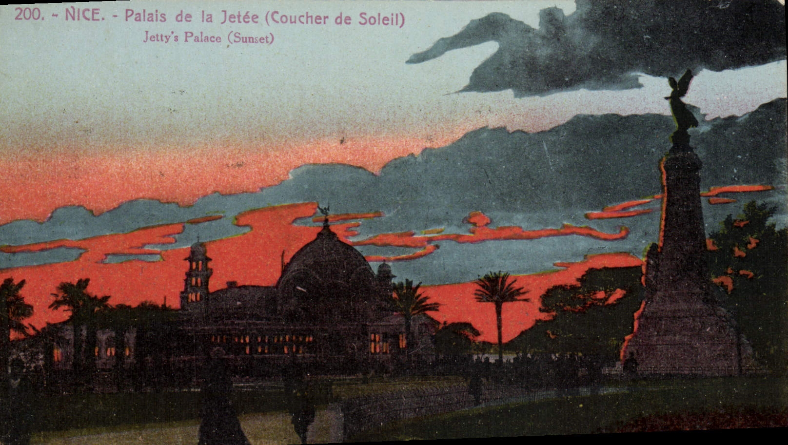 CPA Nice Palais de la Jetee Coucher de soleil