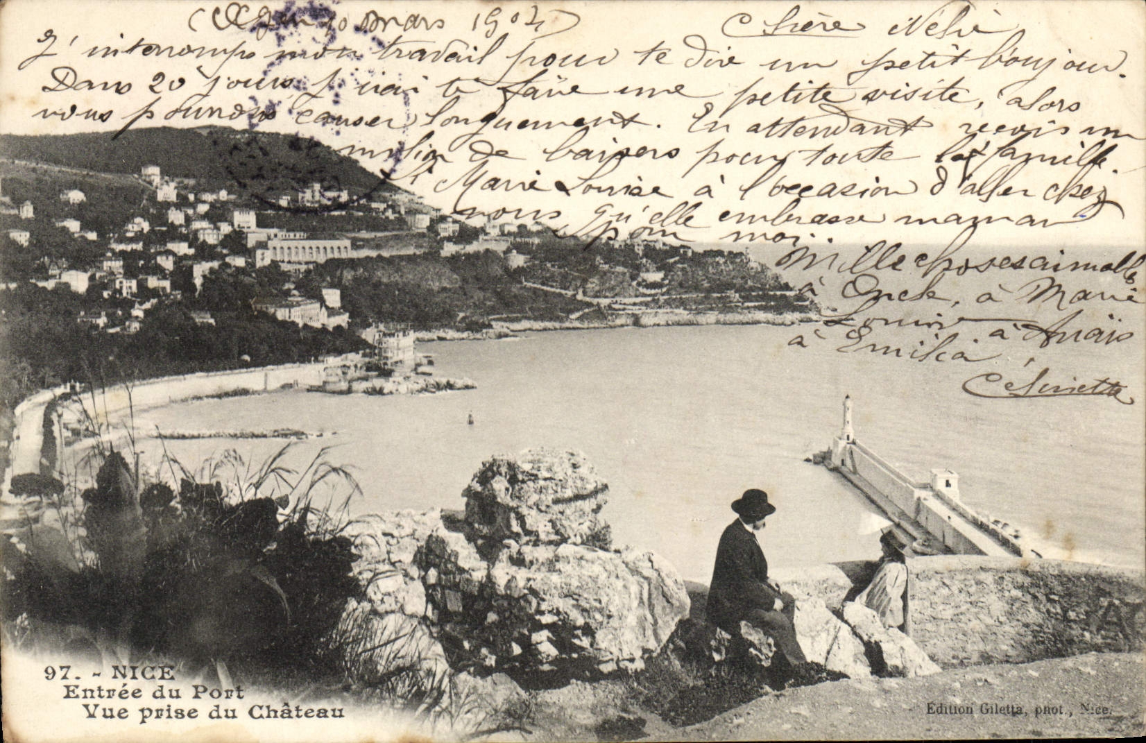 Niza entrada POSTAL de la VENDIMIA del puerto vista del castillo