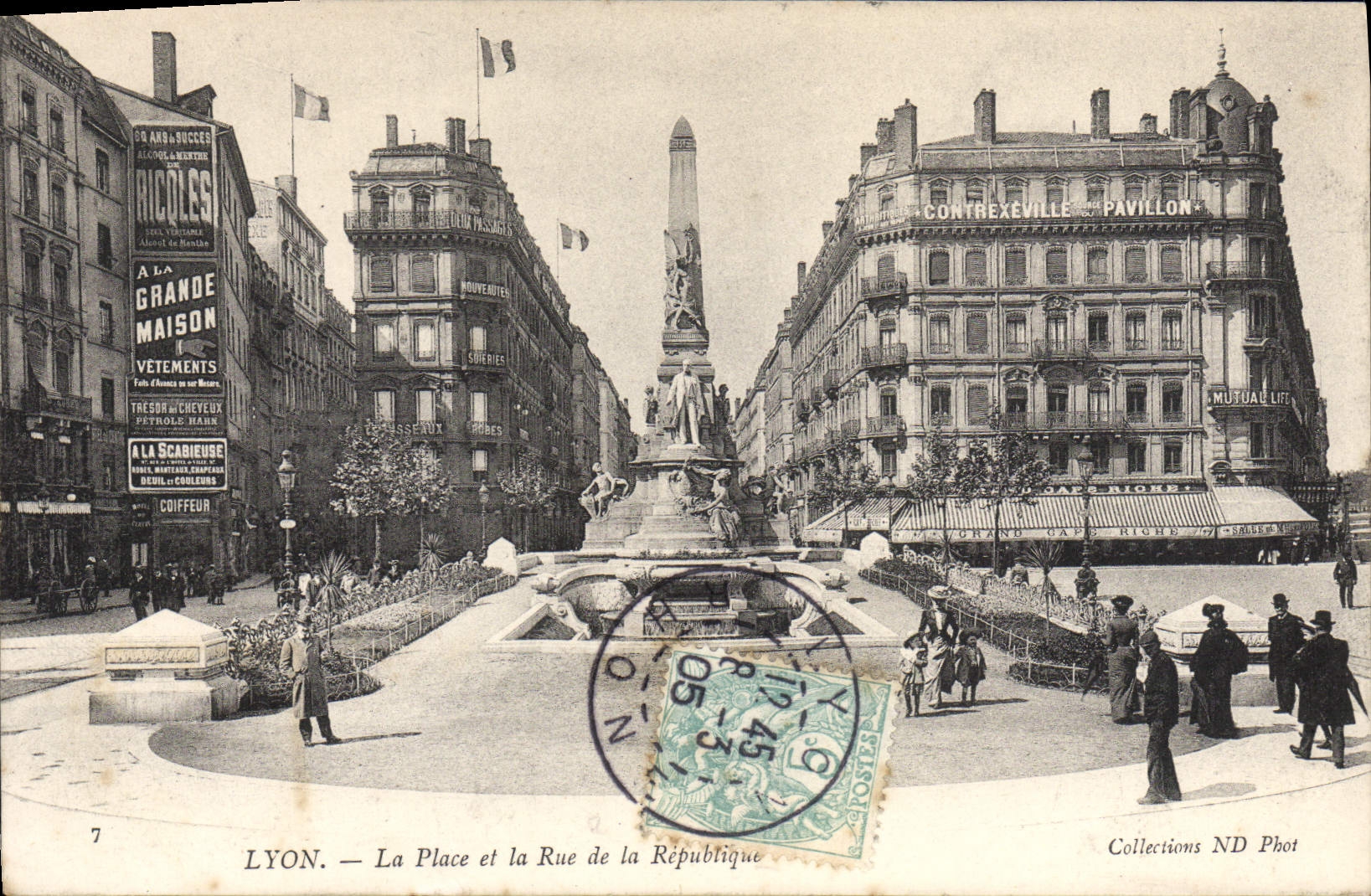 POSTAL Lyon de la VENDIMIA el lugar y la calle de la república