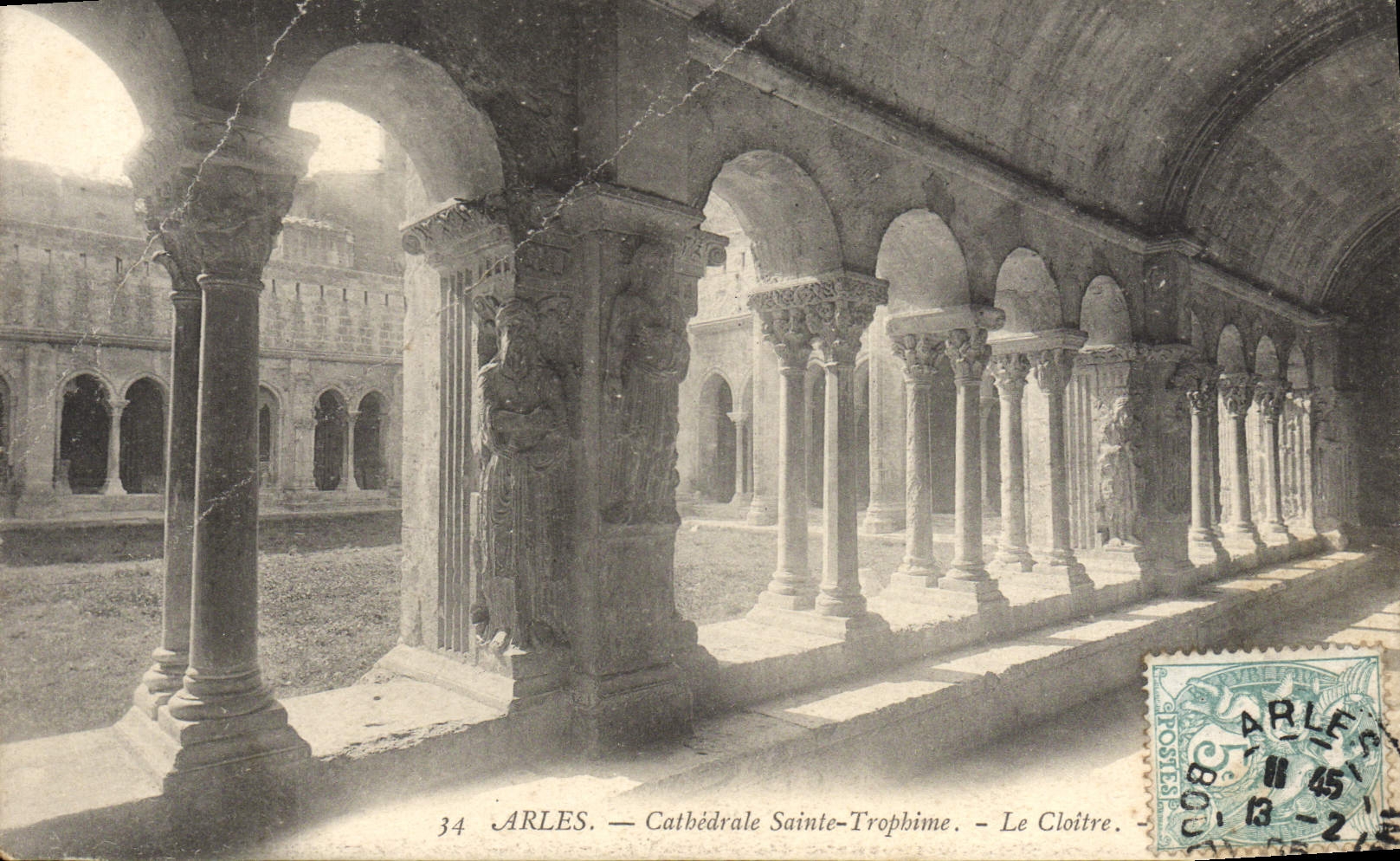 VINTAGE POSTCARD Arles Cathedral Trophime Saint the cloister