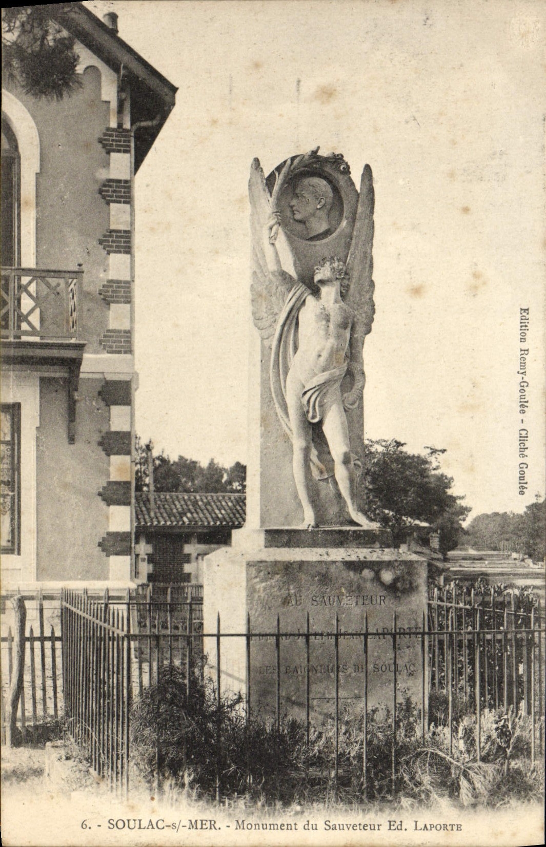 VINTAGE POSTCARD Soulac On Sea Monument of the rescuer ED laporte