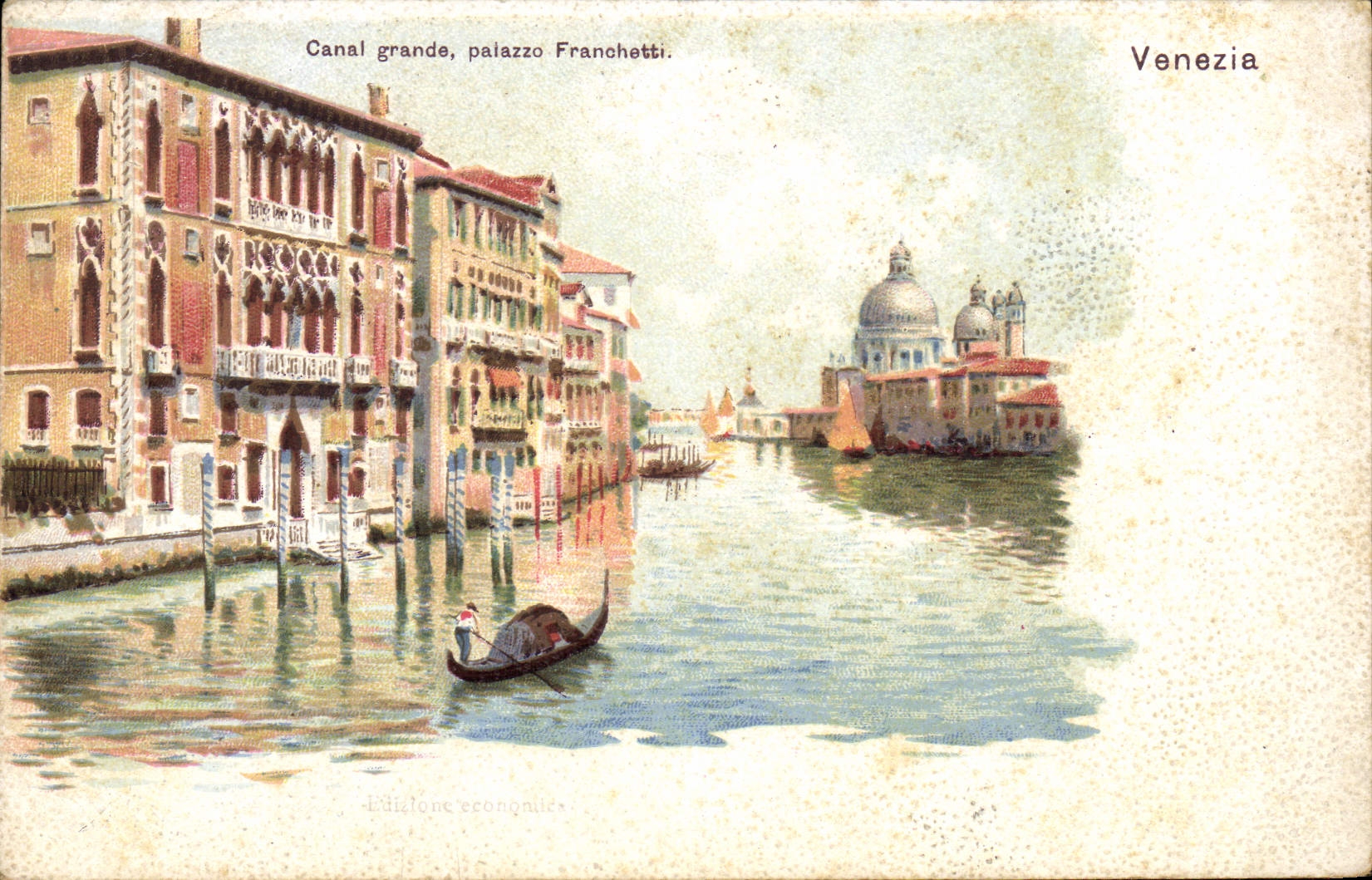 VINTAGE POSTCARD Venezia Canal Large Paiazzo Frranchetti