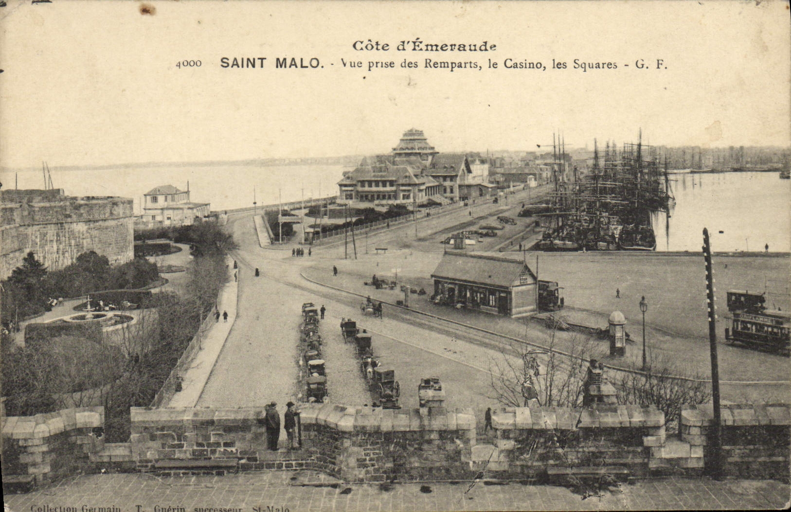 VINTAGE POSTCARD Holy Malo Seen from of the walls the Casino public gardens