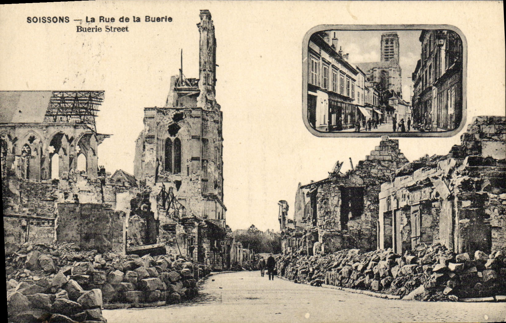 CPA Soissons La Rue de la Buerie Militaria