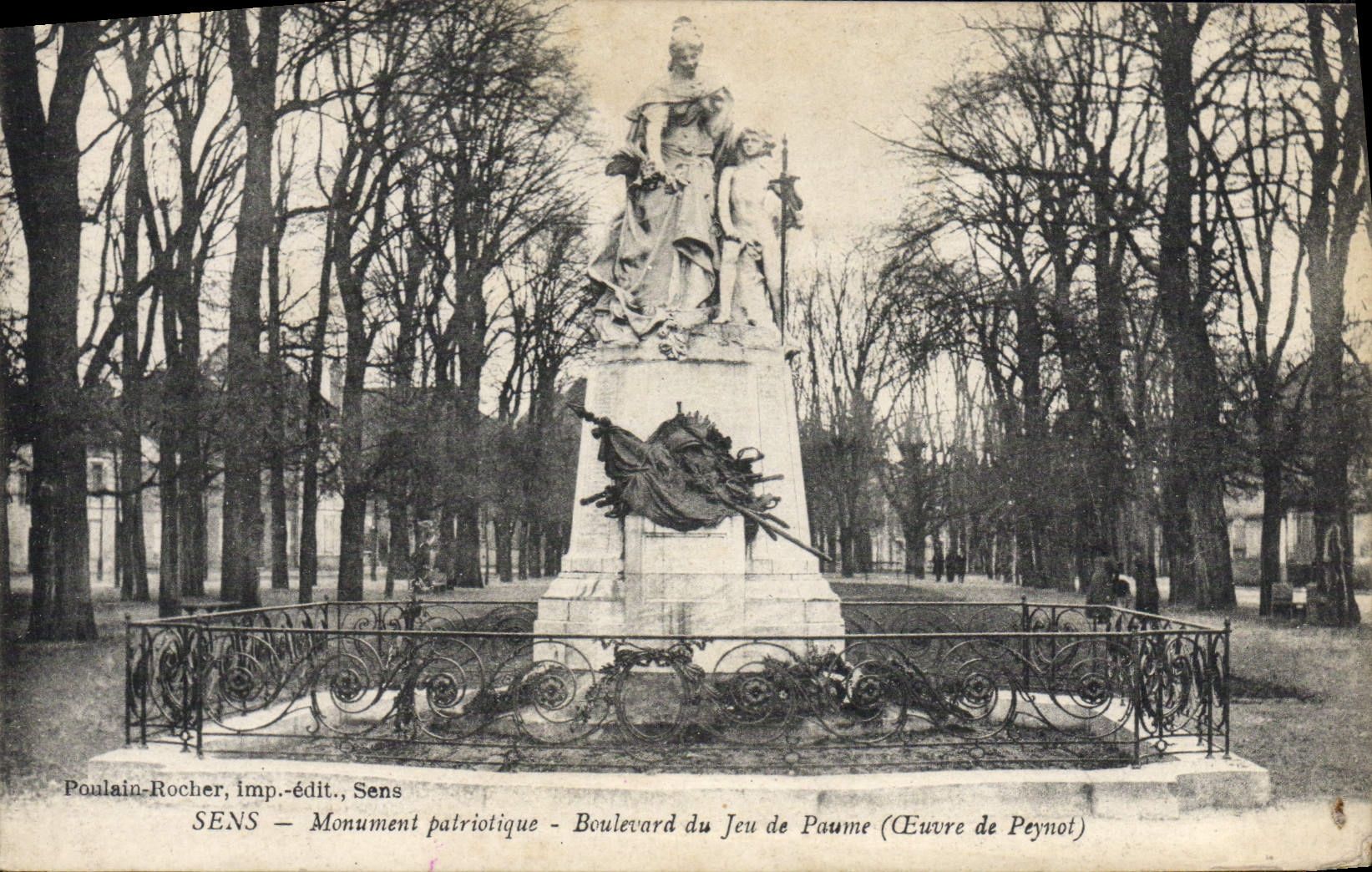 Bulevar patriótico del monumento de la POSTAL de la VENDIMIA Sens de Jeu de Paume Peynot