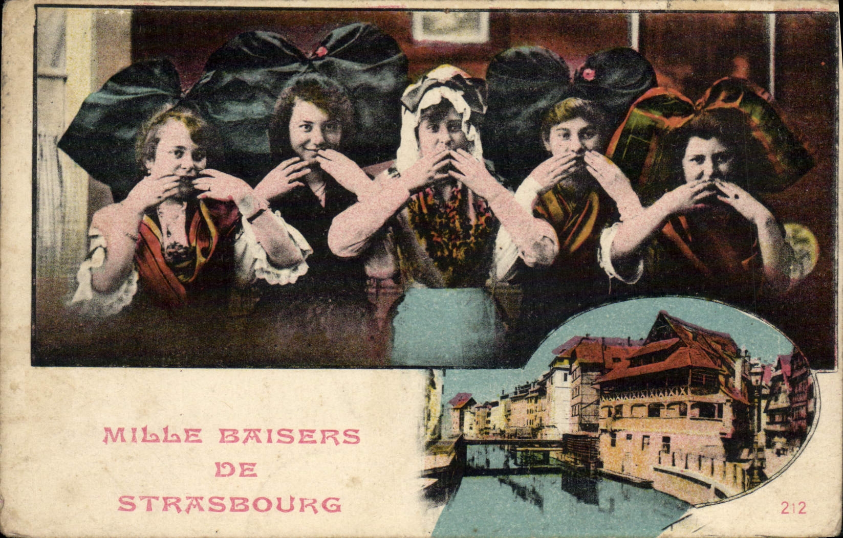 Besos de la POSTAL mil de la VENDIMIA de Estrasburgo