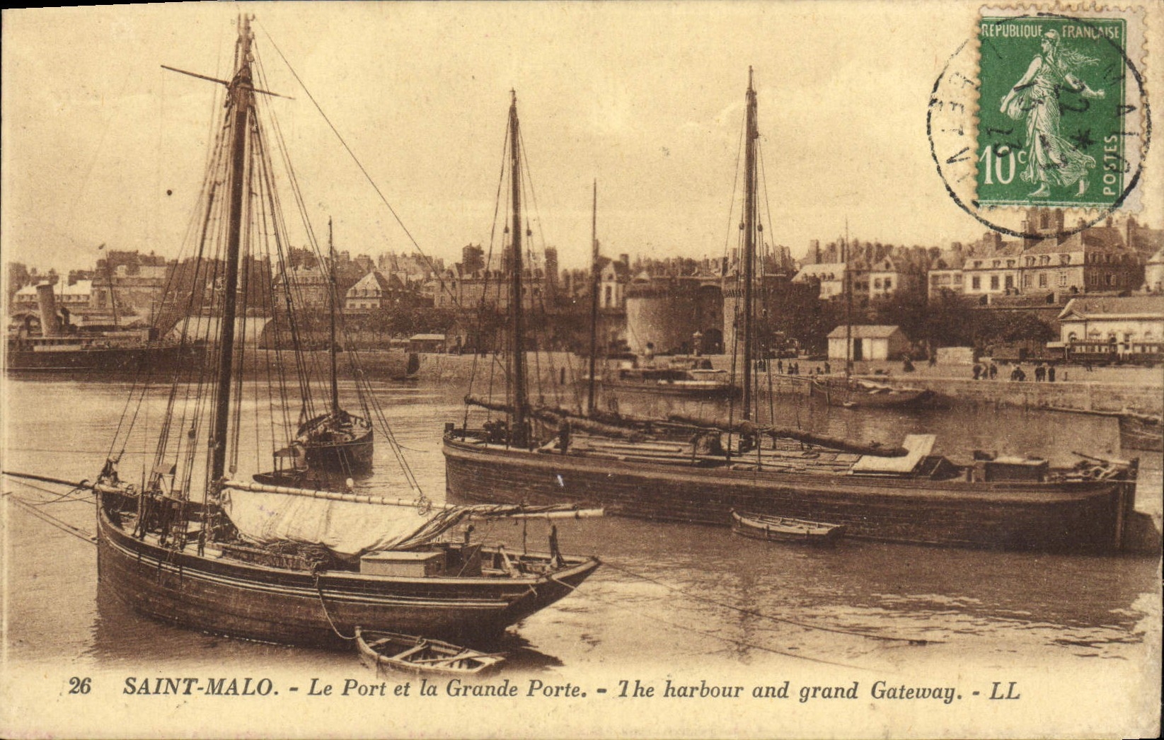 POSTAL Malo santo de la VENDIMIA los barcos portuarios y grandes de la puerta