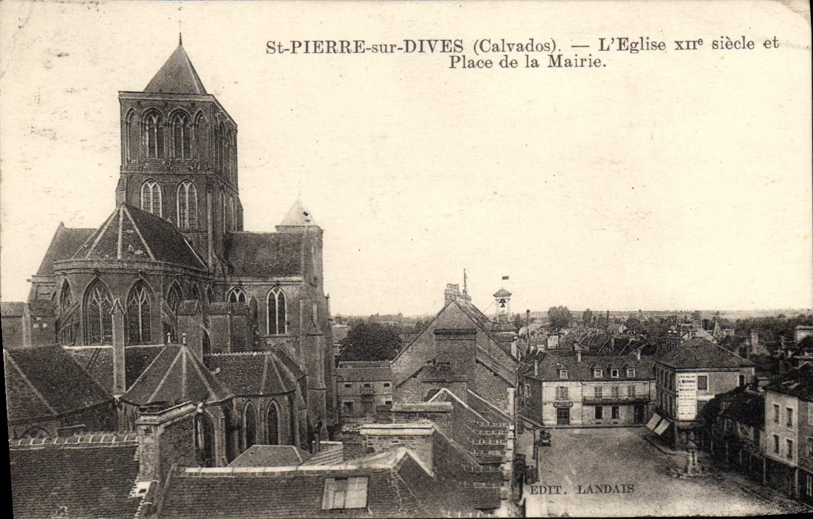 VINTAGE POSTCARD St Pierre On Divine the Church and places Town hall