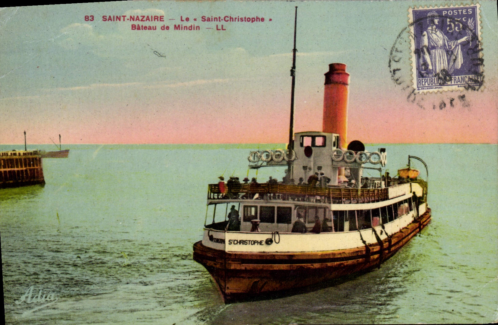 VINTAGE POSTCARD Saint Nazaire the Saint Christophe Bateau of Mindin