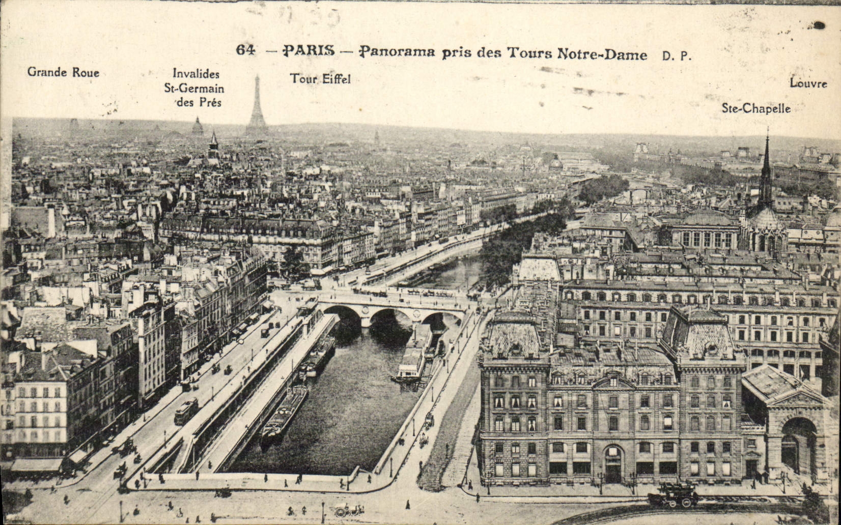 VINTAGE POSTCARD Paris Panorama Taken of Tours Notre Dame