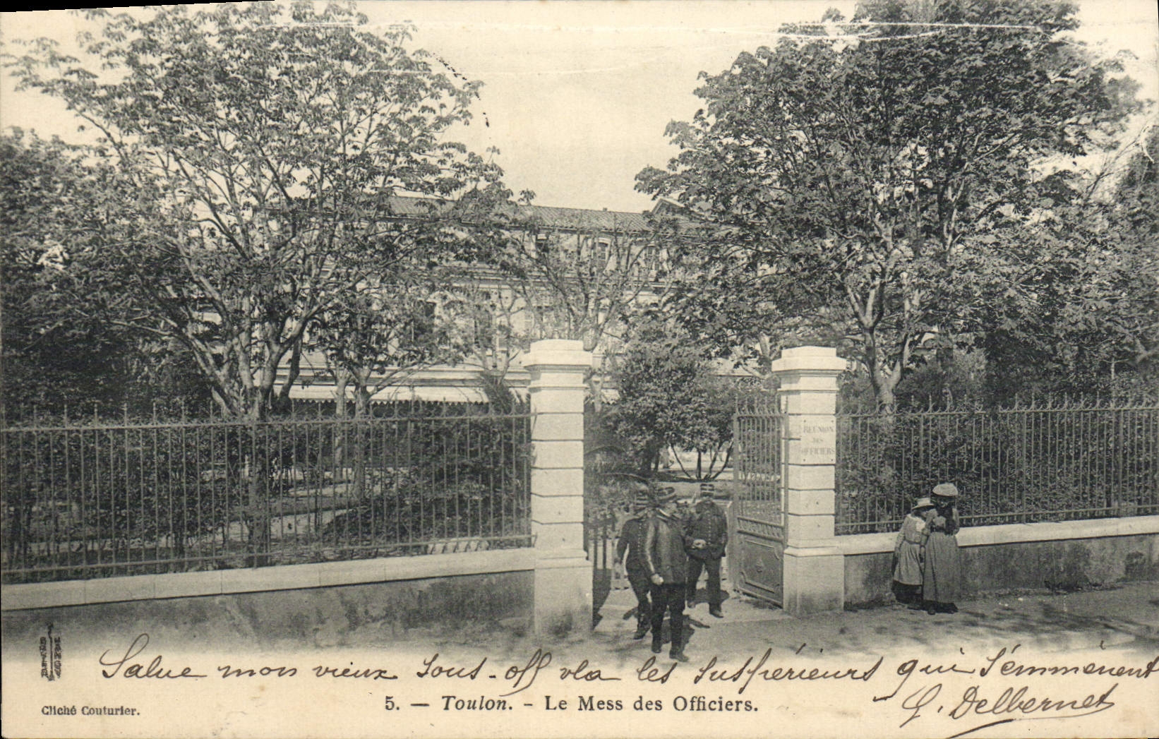 VINTAGE POSTCARD Toulon the Mess of the Militaria Officers