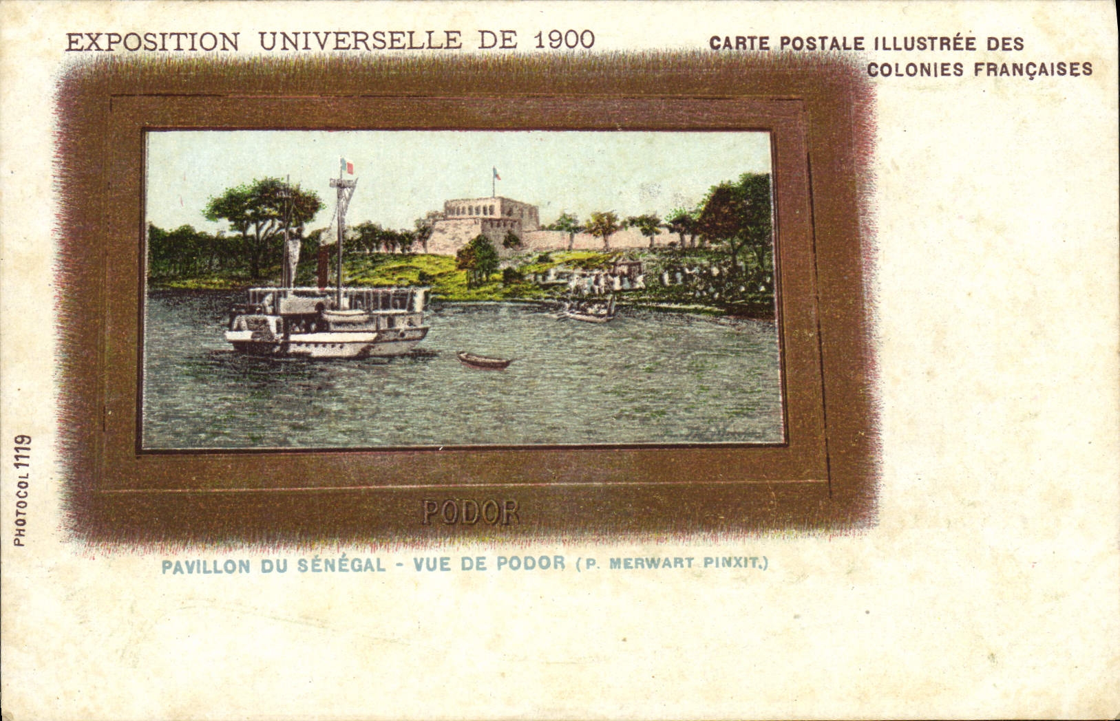 Feria de mundo de la POSTAL de la VENDIMIA de la casa 1900 de París de Senegal vista de Podor