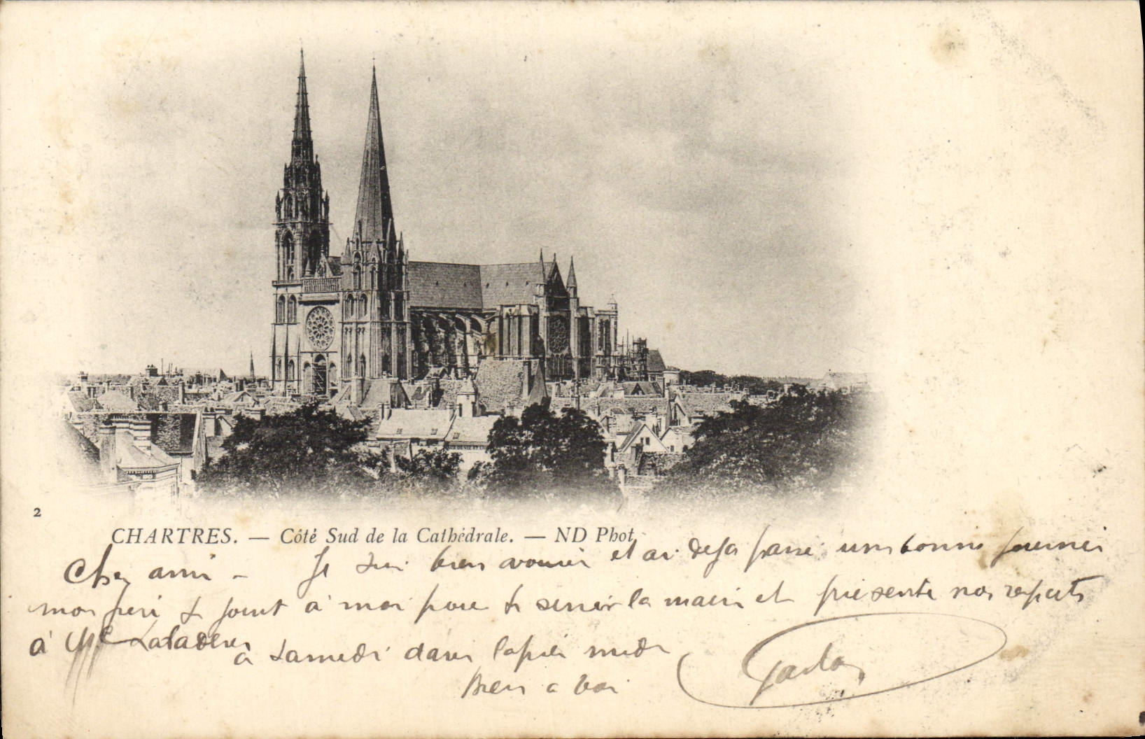 Pieza meridional de Chartres de la POSTAL de la VENDIMIA de la catedral