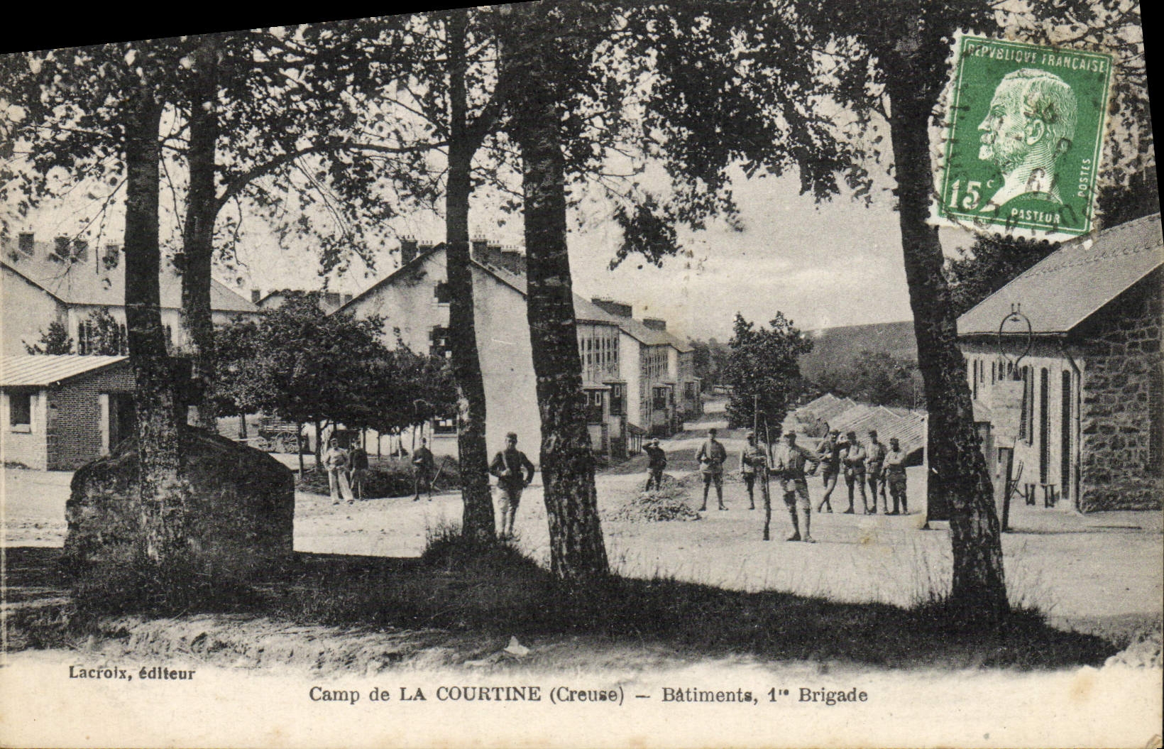 VINTAGE POSTCARD Camp of Courtine Buildings 1st Militaria brigade