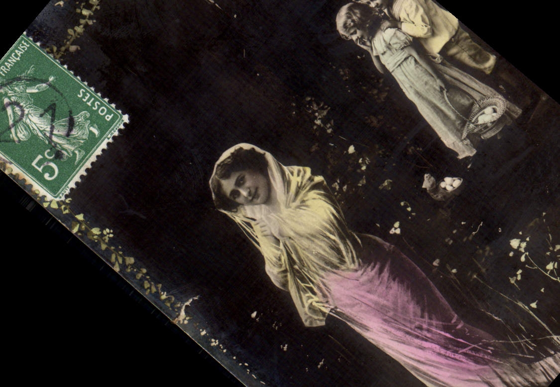 VINTAGE POSTCARD Happy New Year Woman Children