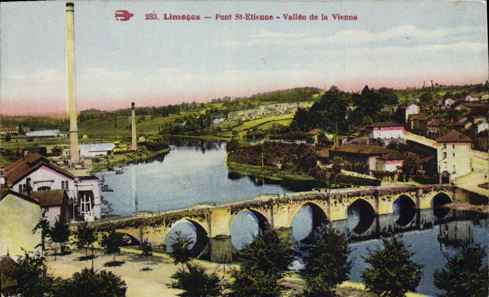 VINTAGE POSTCARD Limeges Bridge St Etienne Valley of Vienna