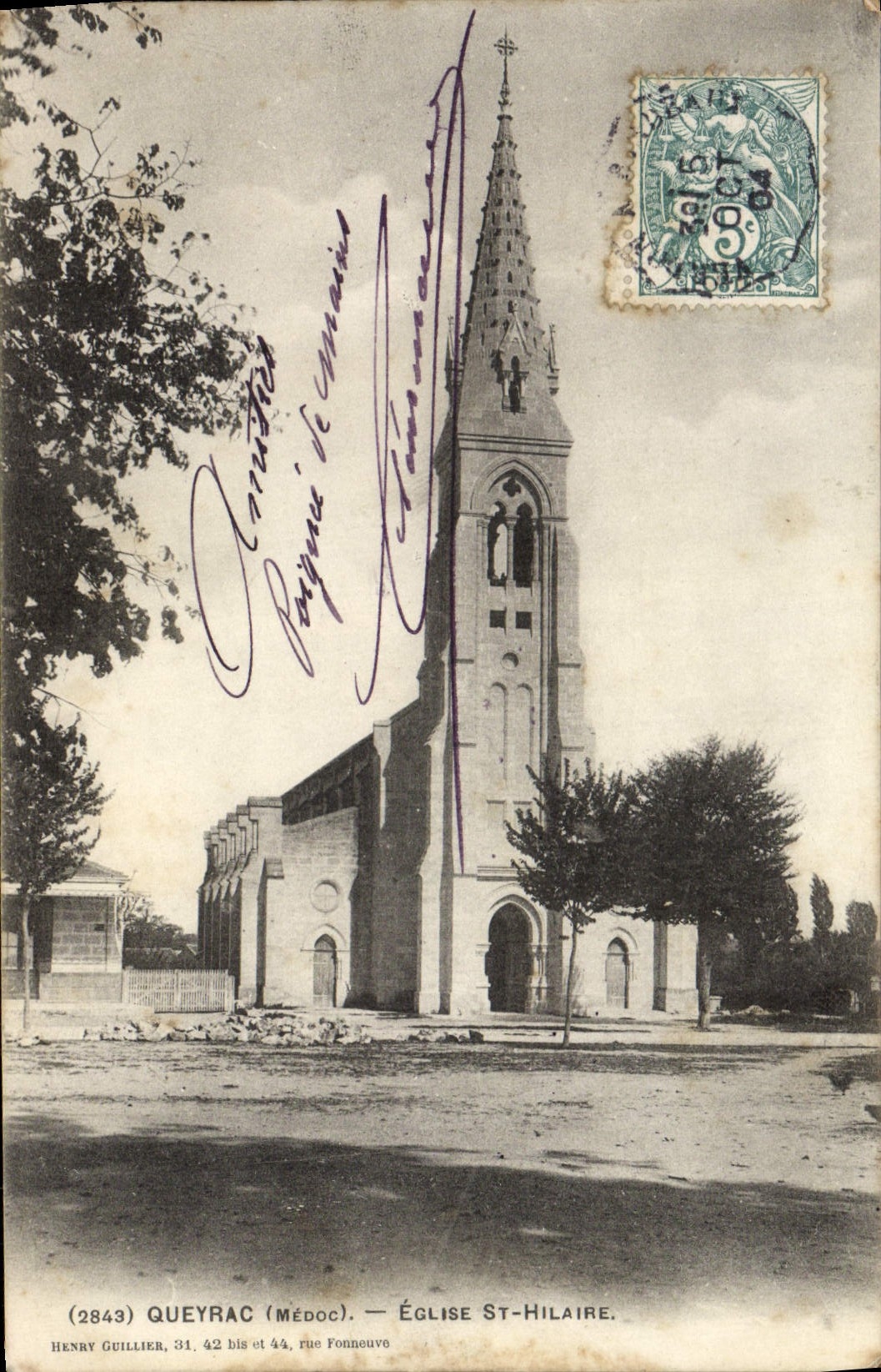 VINTAGE POSTCARD Queyrac Church St Hilaire