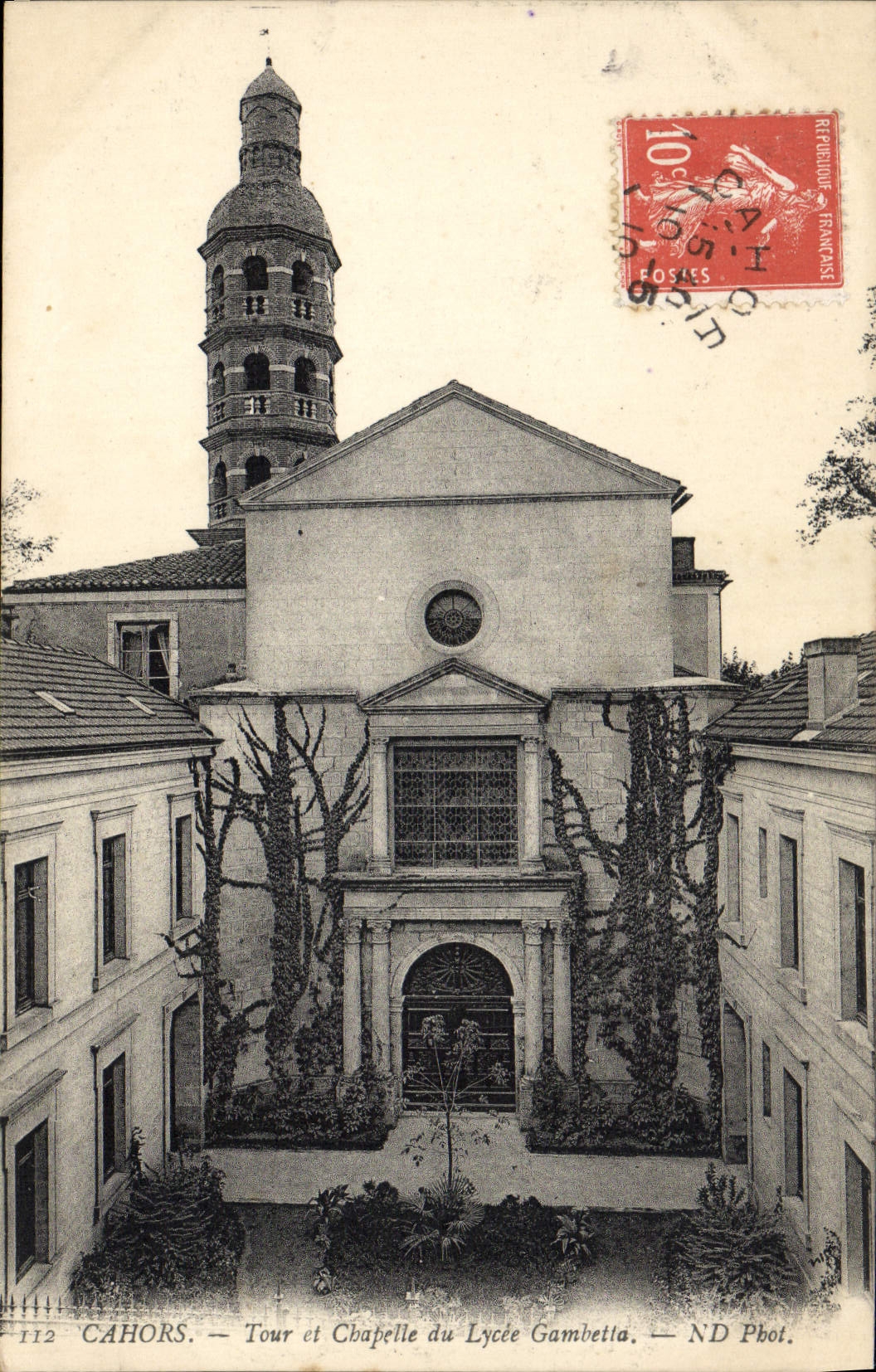 VINTAGE POSTCARD Cahors Tours and Vault of the Gambetta College