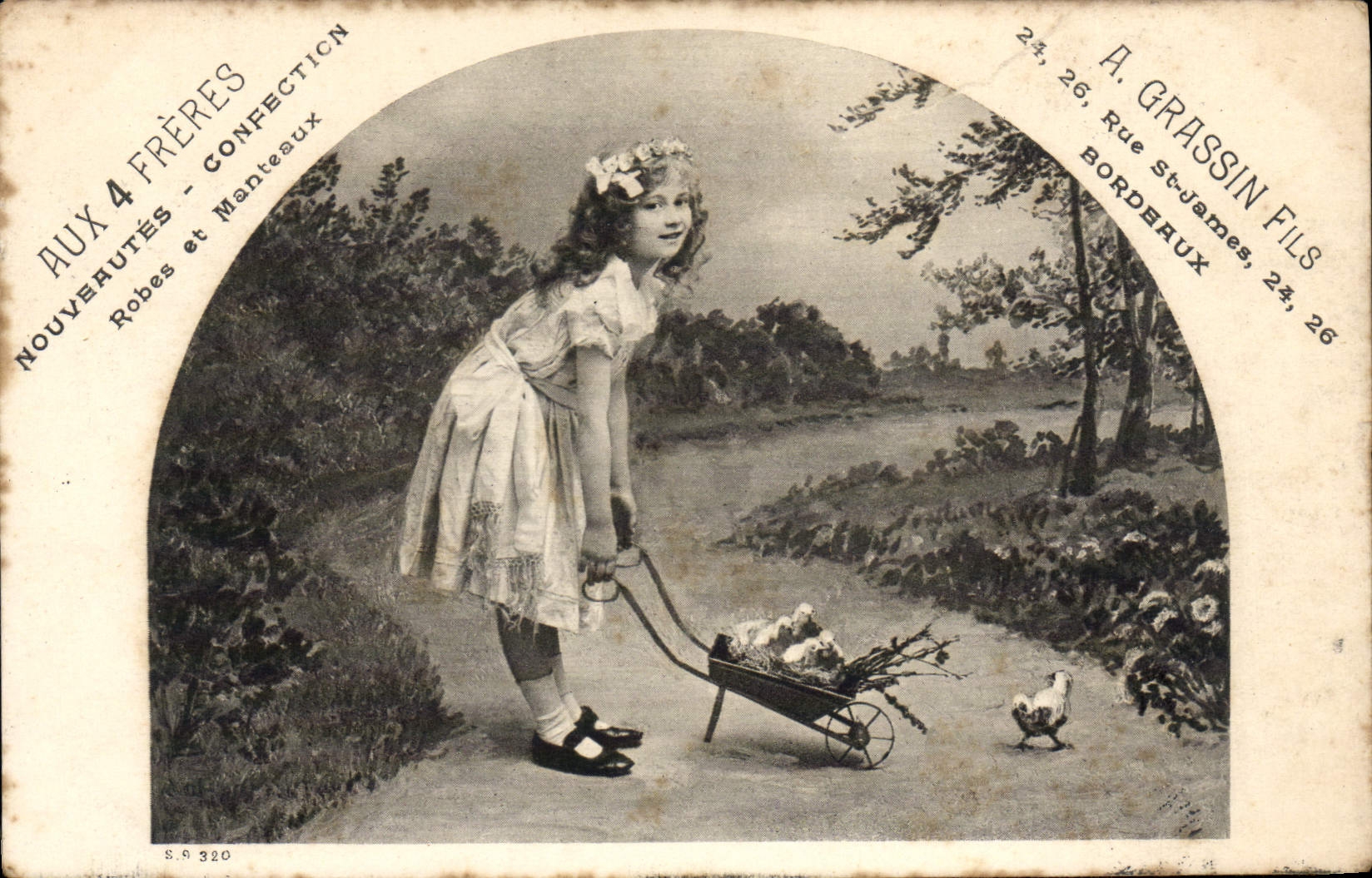 VINTAGE POSTCARD Fantasy Children With the 4 brothers Grassin Street St James Bordeaux