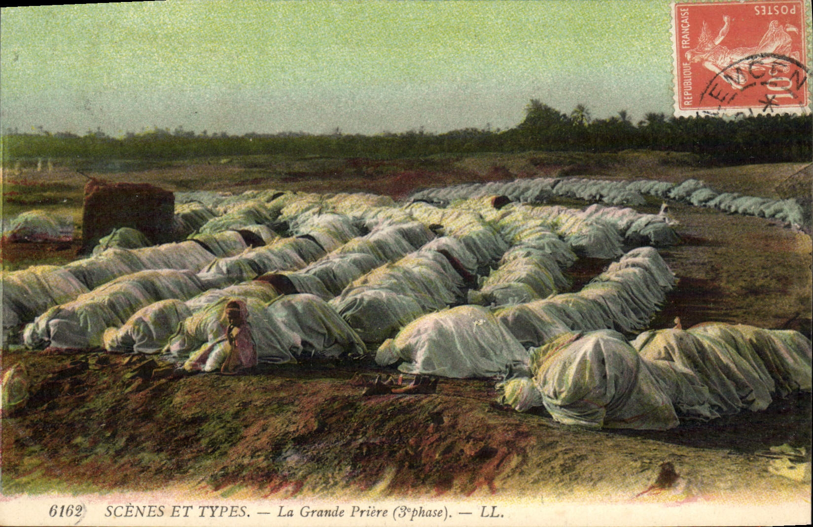 Escenas y tipos de la POSTAL de la VENDIMIA el gran Islam del rezo