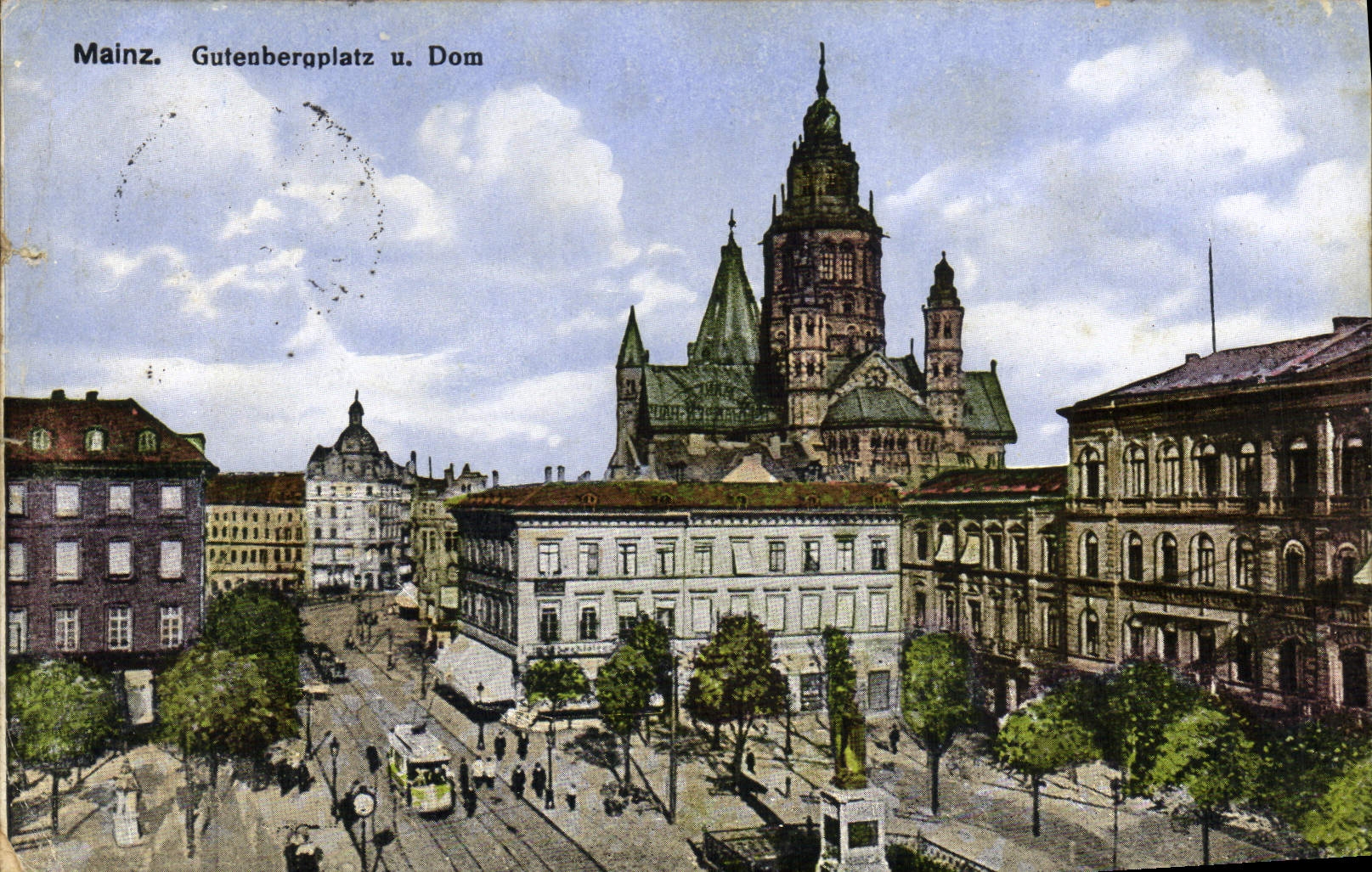 VINTAGE POSTCARD Mainz Gutenbergplatz U Dom