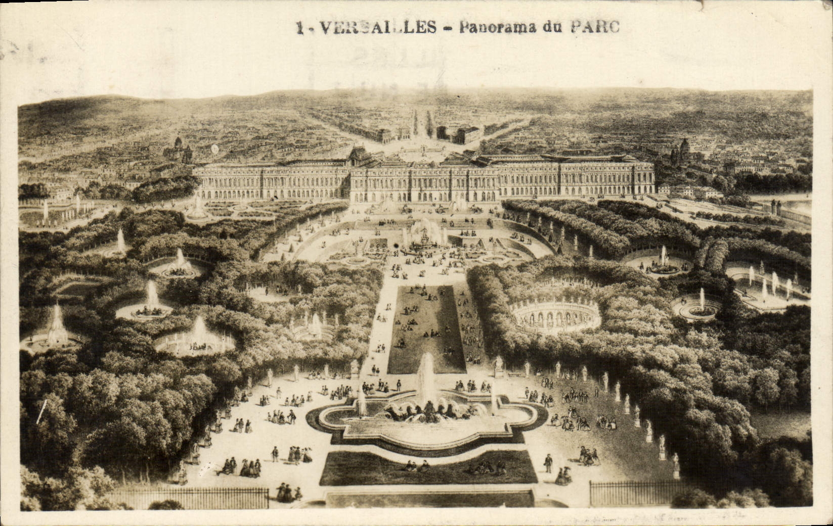 VINTAGE POSTCARD Versailles Panorama of the park
