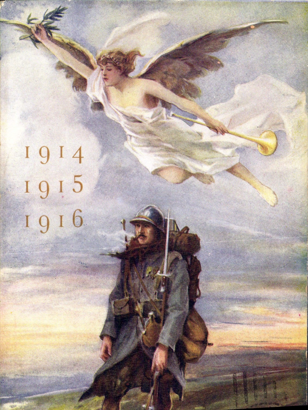 CPA Fantaisie Soldat Militaria Ange 