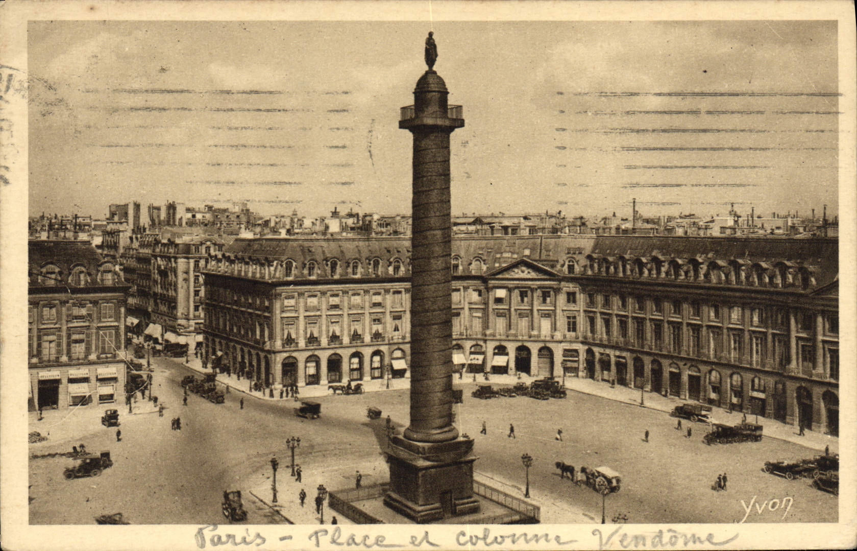 CPA Paris Place et colonne Vendome 