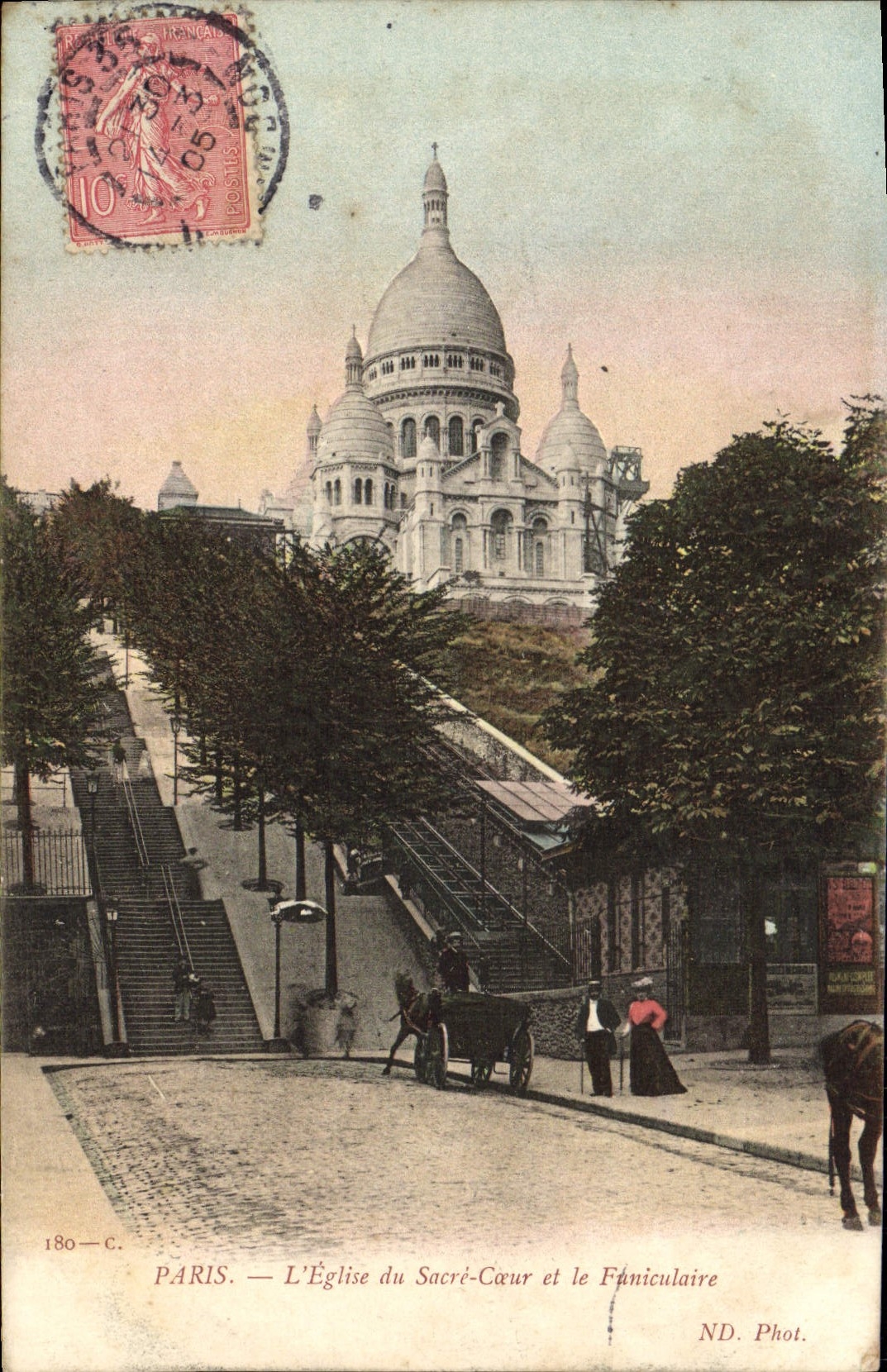 VINTAGE POSTCARD Paris the Church Of the Sacring Heart And the Montmartre Funicular