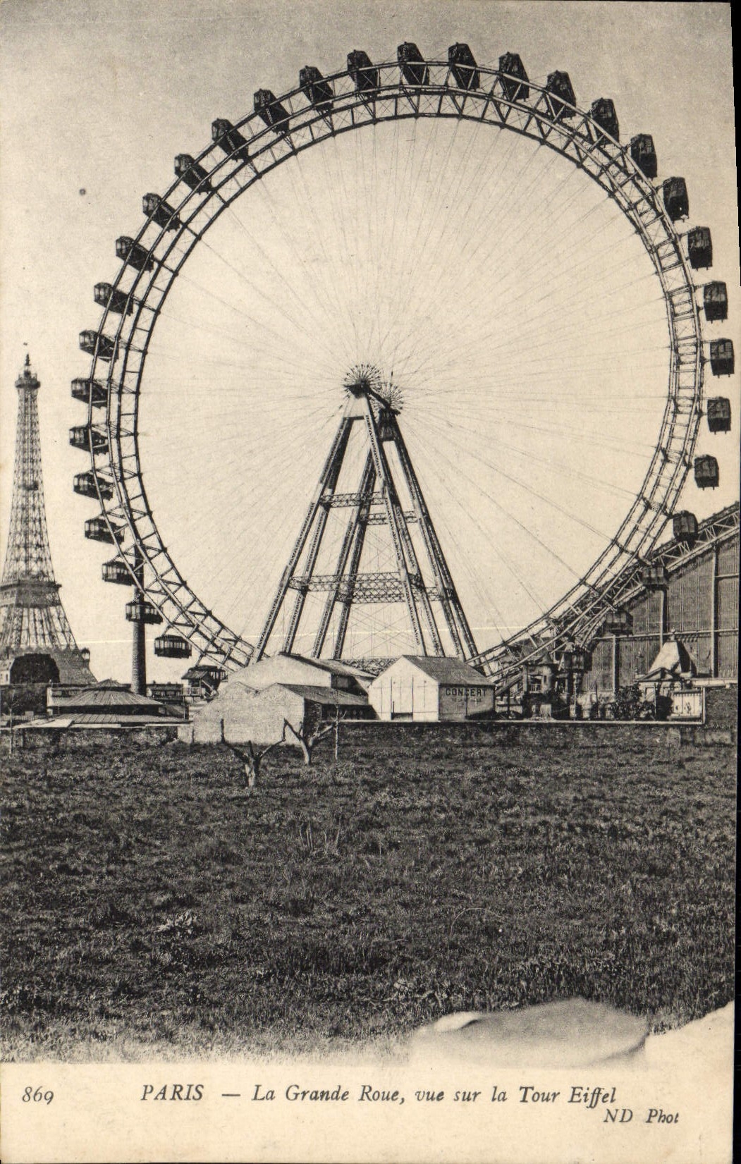 VINTAGE POSTCARD Paris the Large Wheel Seen On the Eiffel Lathe