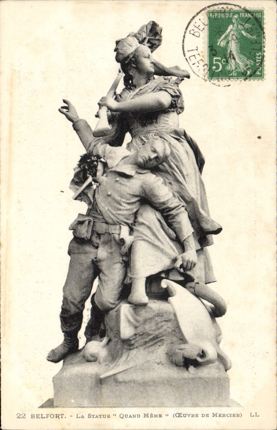VINTAGE POSTCARD Belfort the Statue Nevertheless Draper