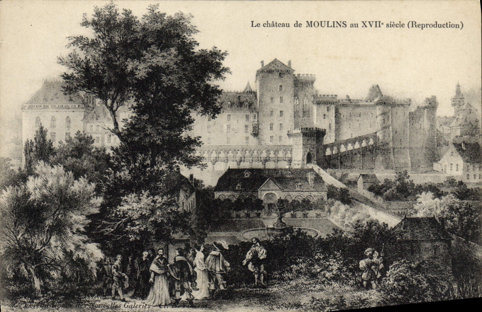 VINTAGE POSTCARD the Castle Of Moulins At the 17th Century