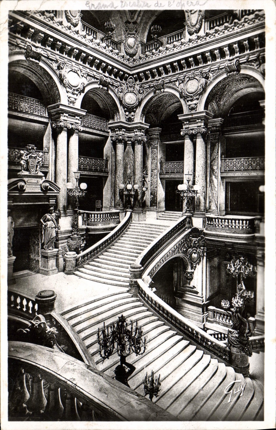 VINTAGE POSTCARD Paris Staircase of the opera