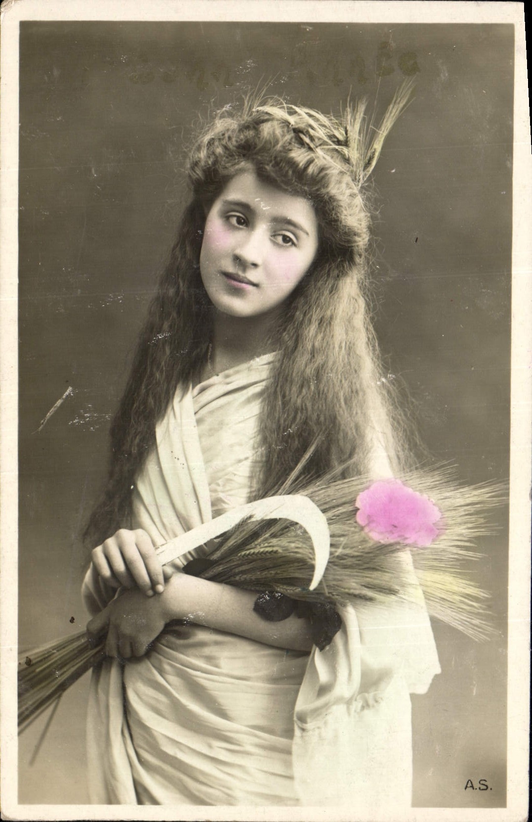 VINTAGE POSTCARD Fantasy Woman with the bill hook