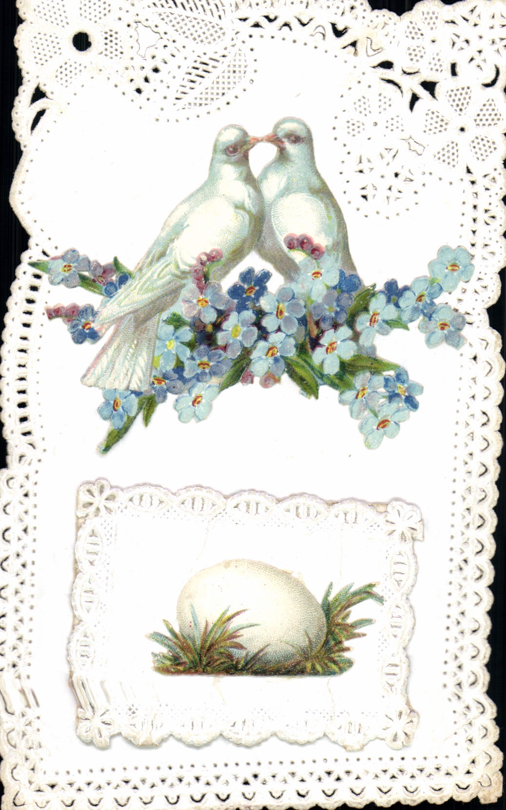 VINTAGE POSTCARD Brodee Fantasy Flowers Doves Egg