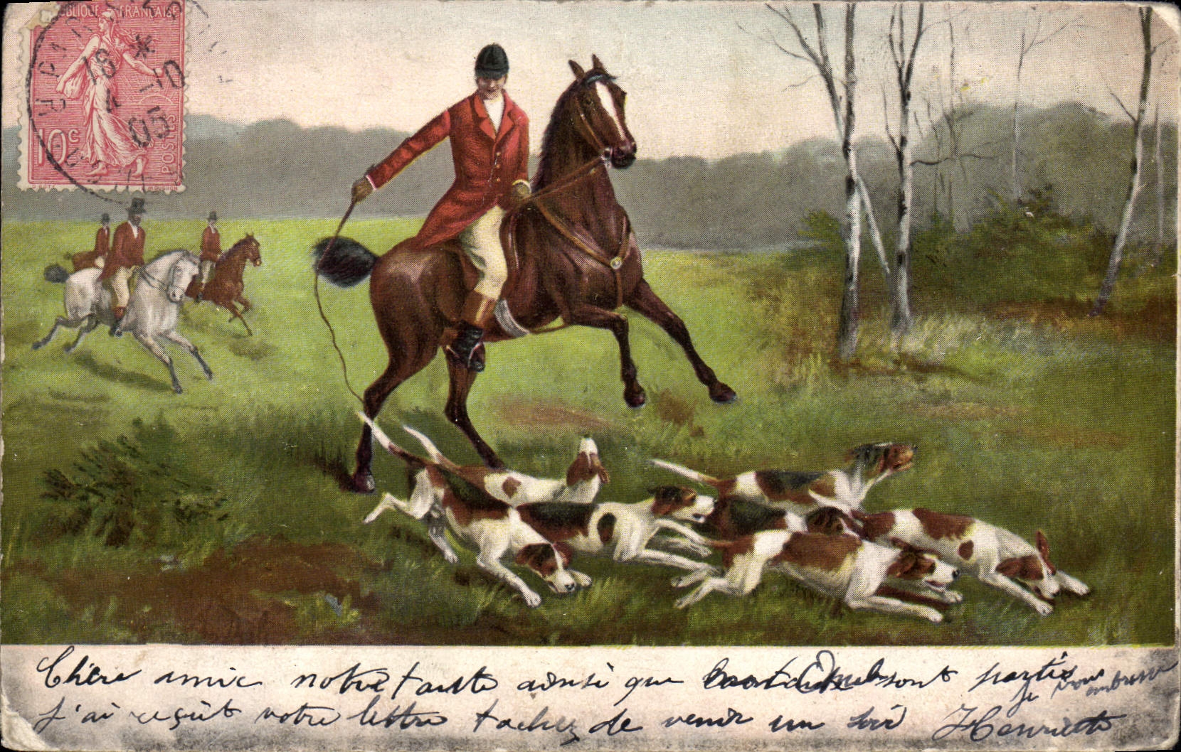 CPA Hippisme Chasse Chiens