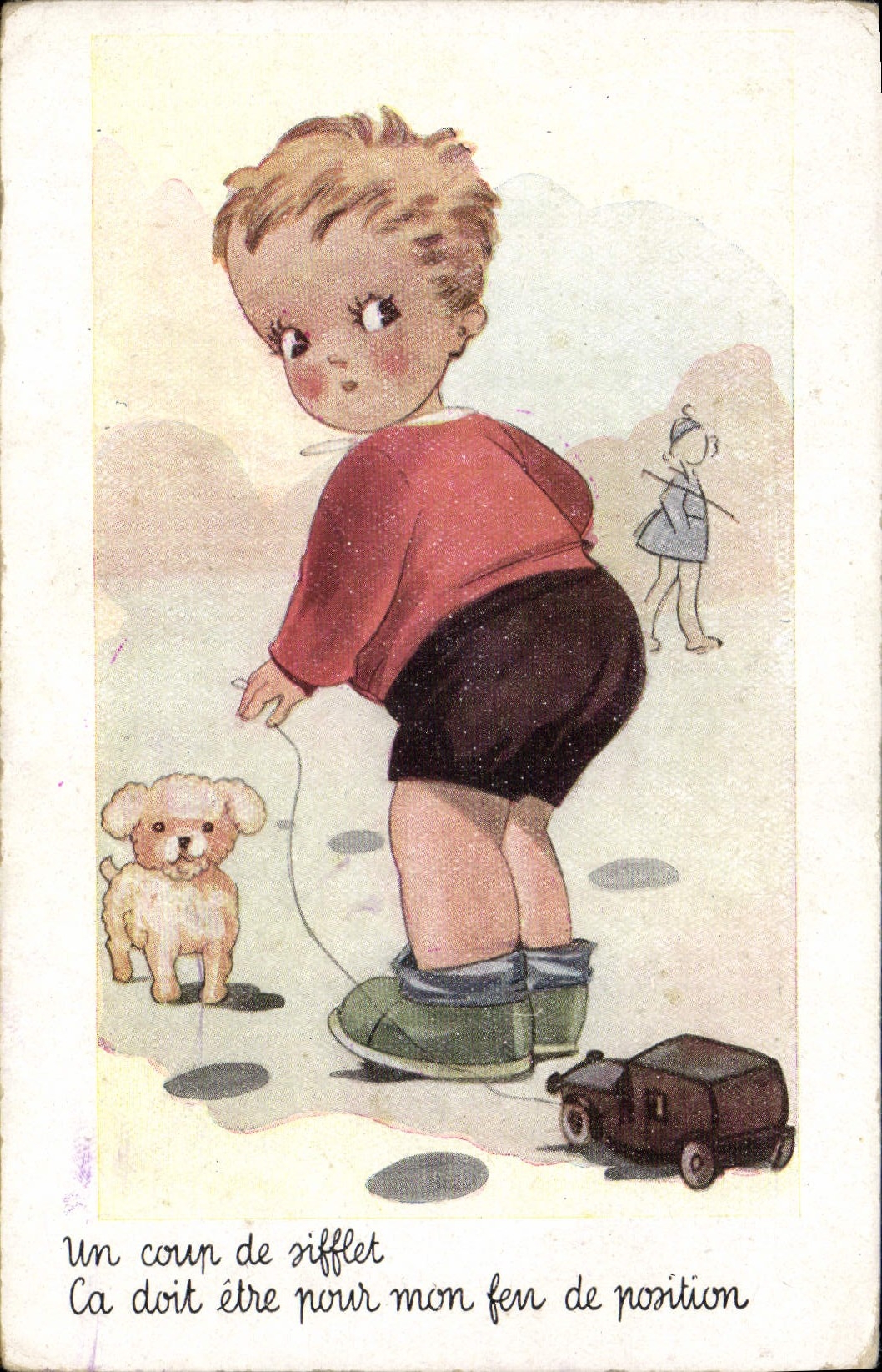 VINTAGE POSTCARD a Whistle Child Train