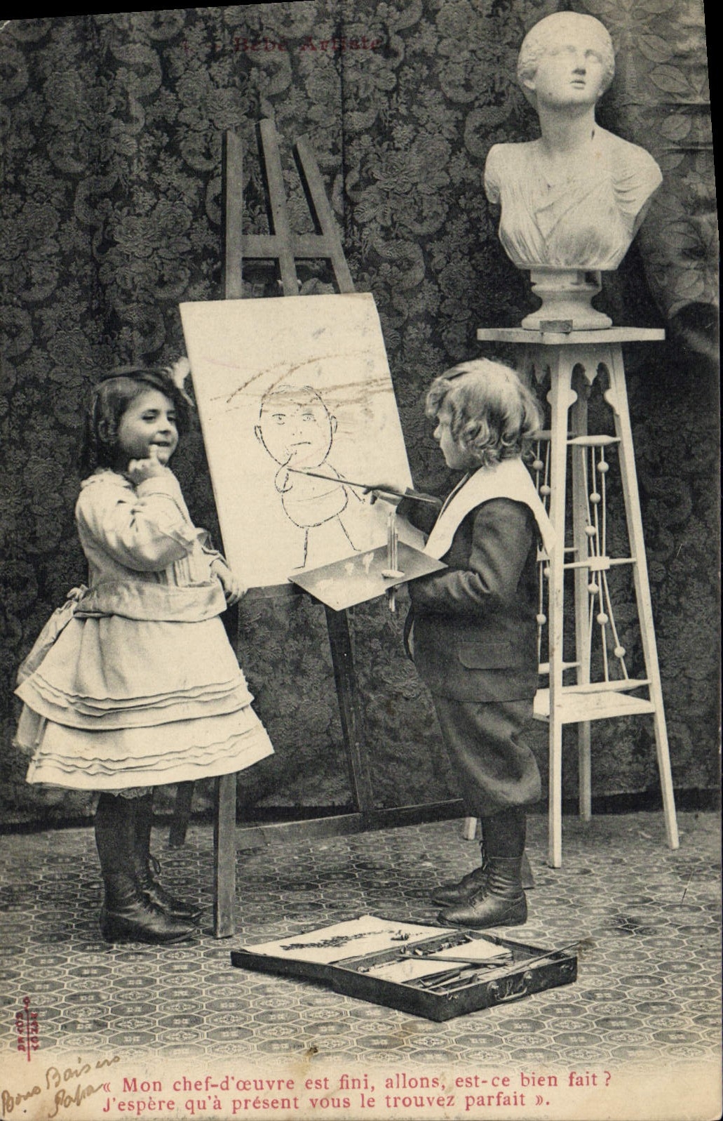 VINTAGE POSTCARD My Boss Of Work Children Painter