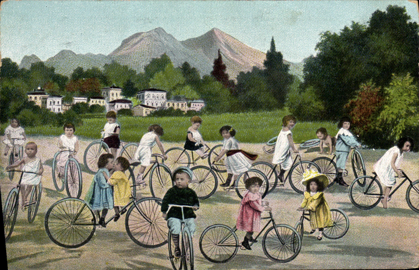 VINTAGE POSTCARD Fantaisie Children Bicycle Cycles