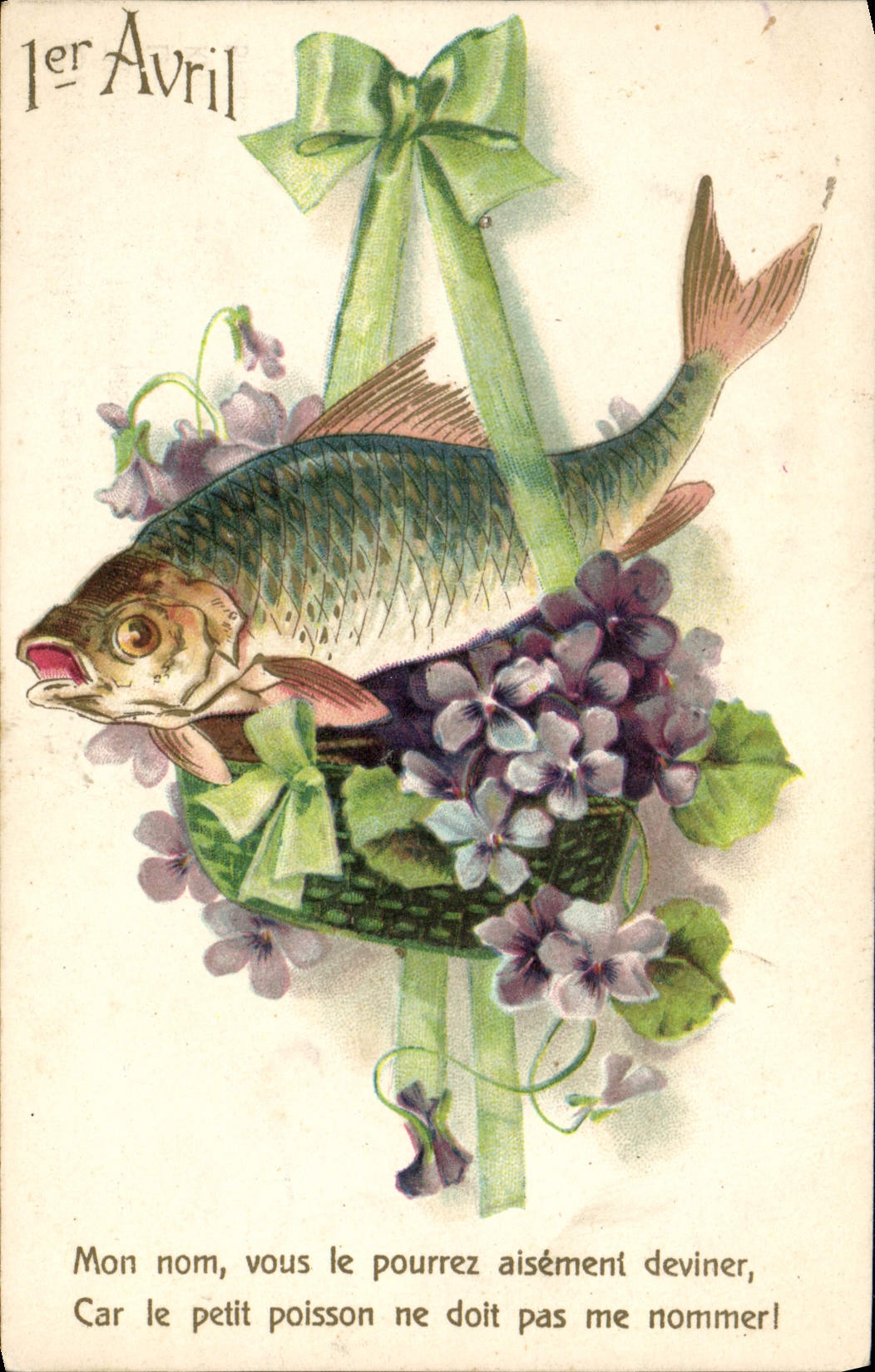 CPA Fantaisie Fleurs Poisson