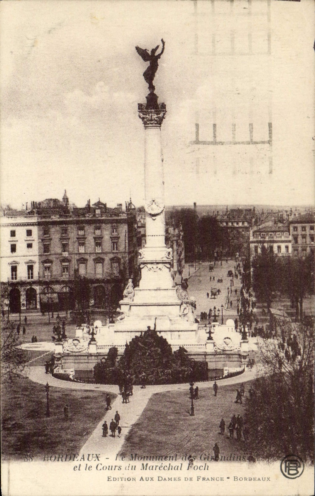 VINTAGE POSTCARD Bordeaux the Monument Of Of Gironde and the Course of the Foch Marshal