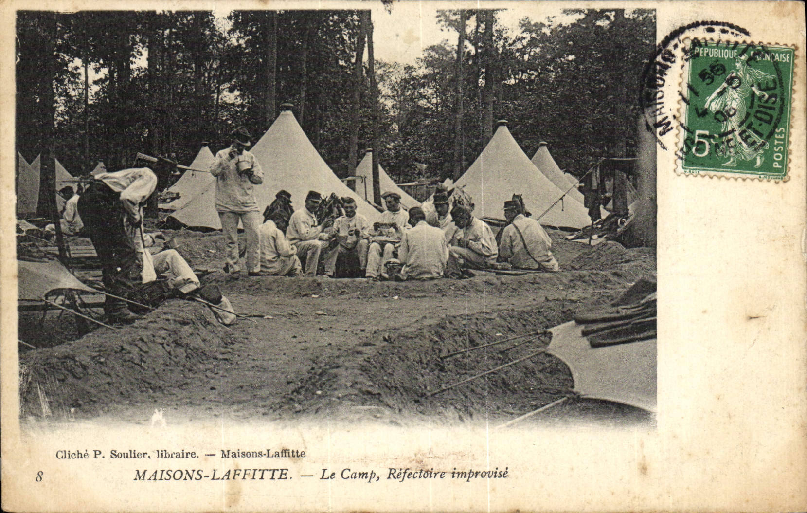 CPA Maisons Laffitte Le Camp Refectoire Improvise Militaria