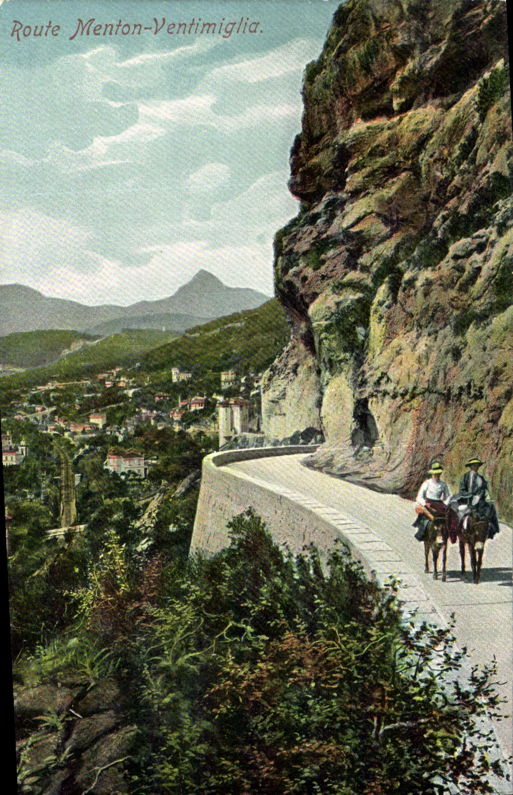 CPA Route Menton Ventimiglia Ane mule
