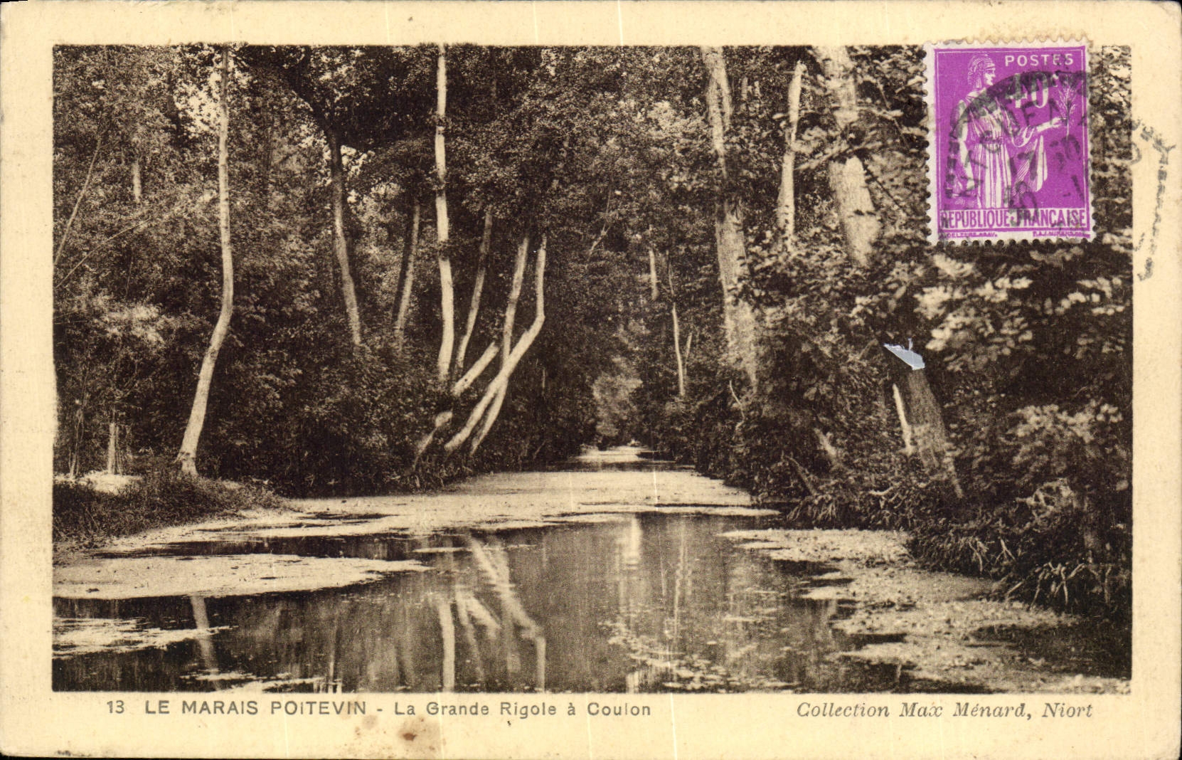 VINTAGE POSTCARD the Poitevin Marsh the Large Drain has Coulon