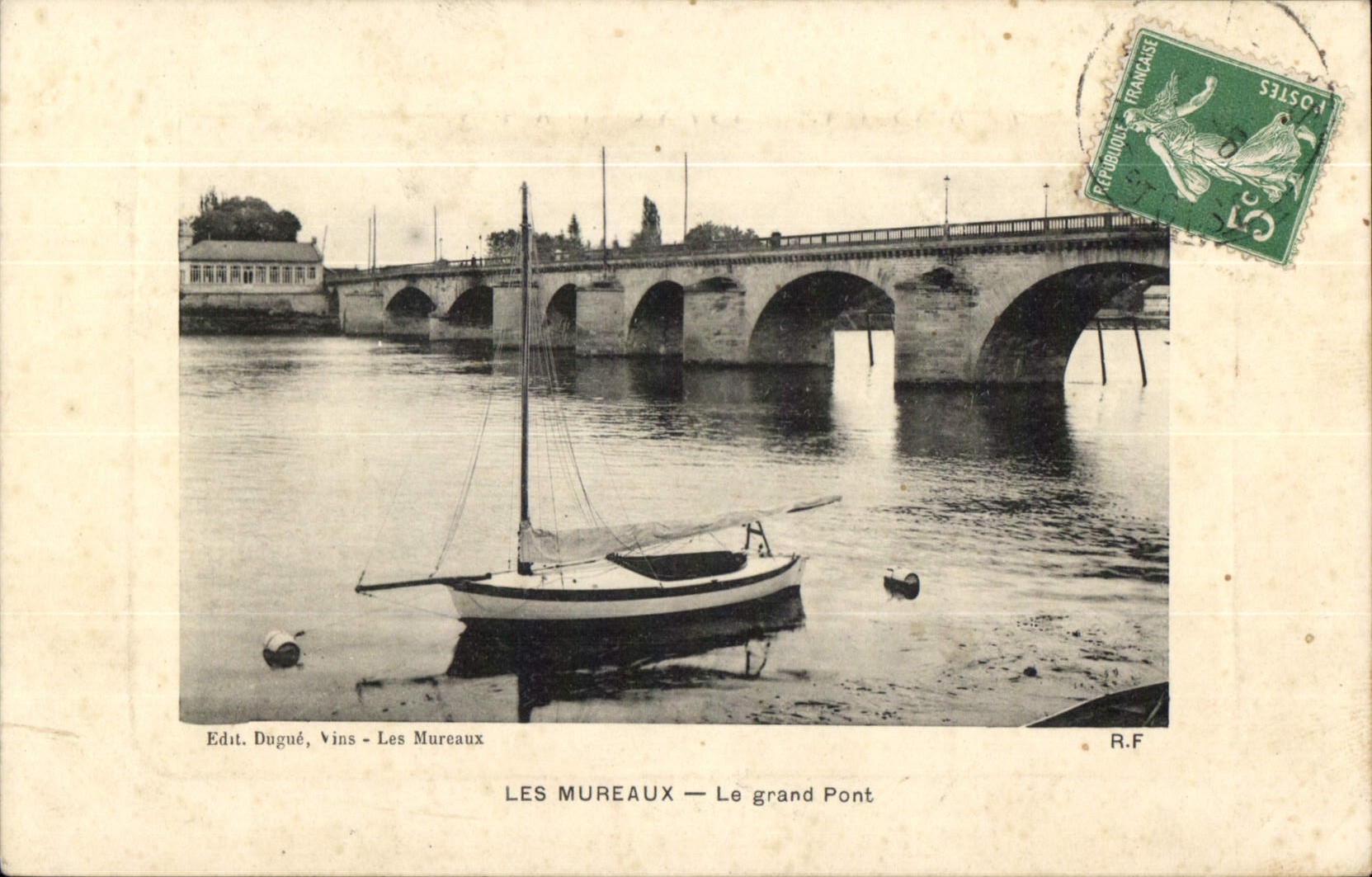CPA Les Mureaux Le Grand Pont Bateau