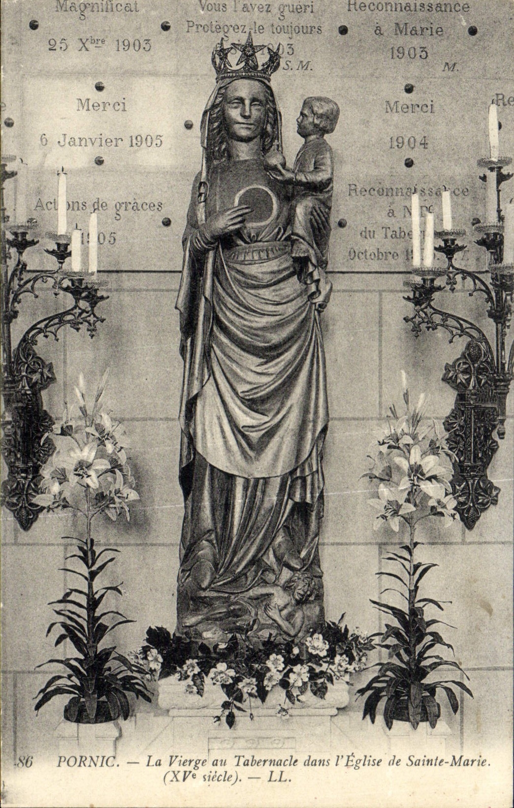 VINTAGE POSTCARD Pornic the Virgin With the Gate vault In I' Eglise Of Sainte Marie