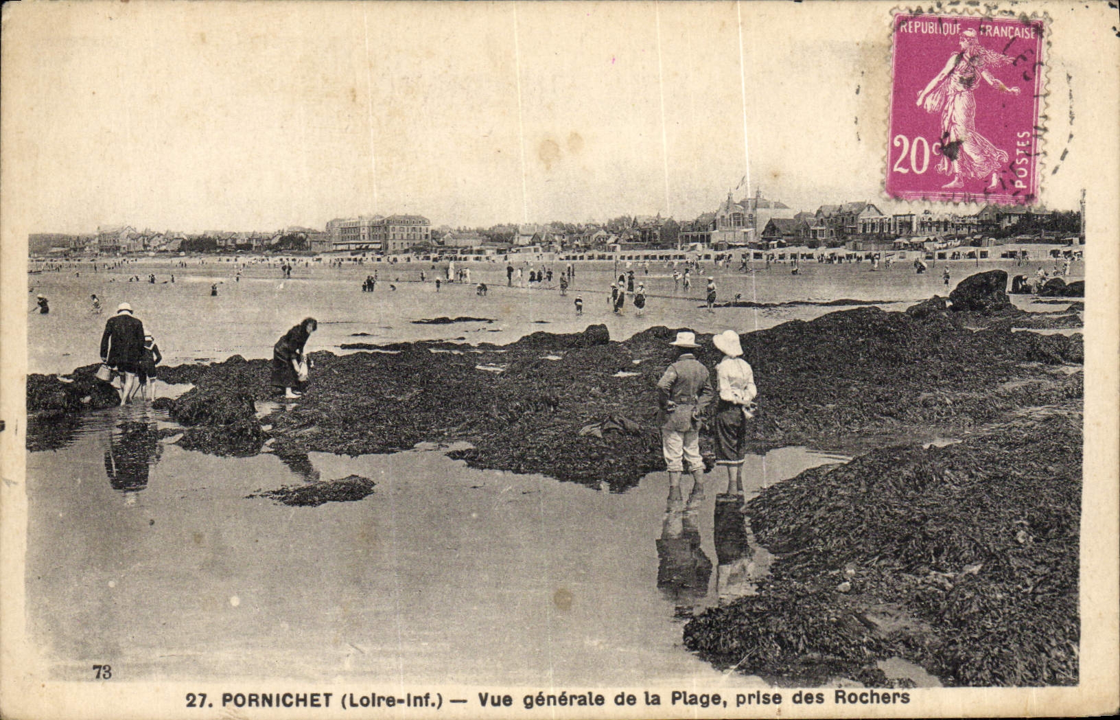 VINTAGE POSTCARD Pornichet View Of the Beach Taken Of the Rocks