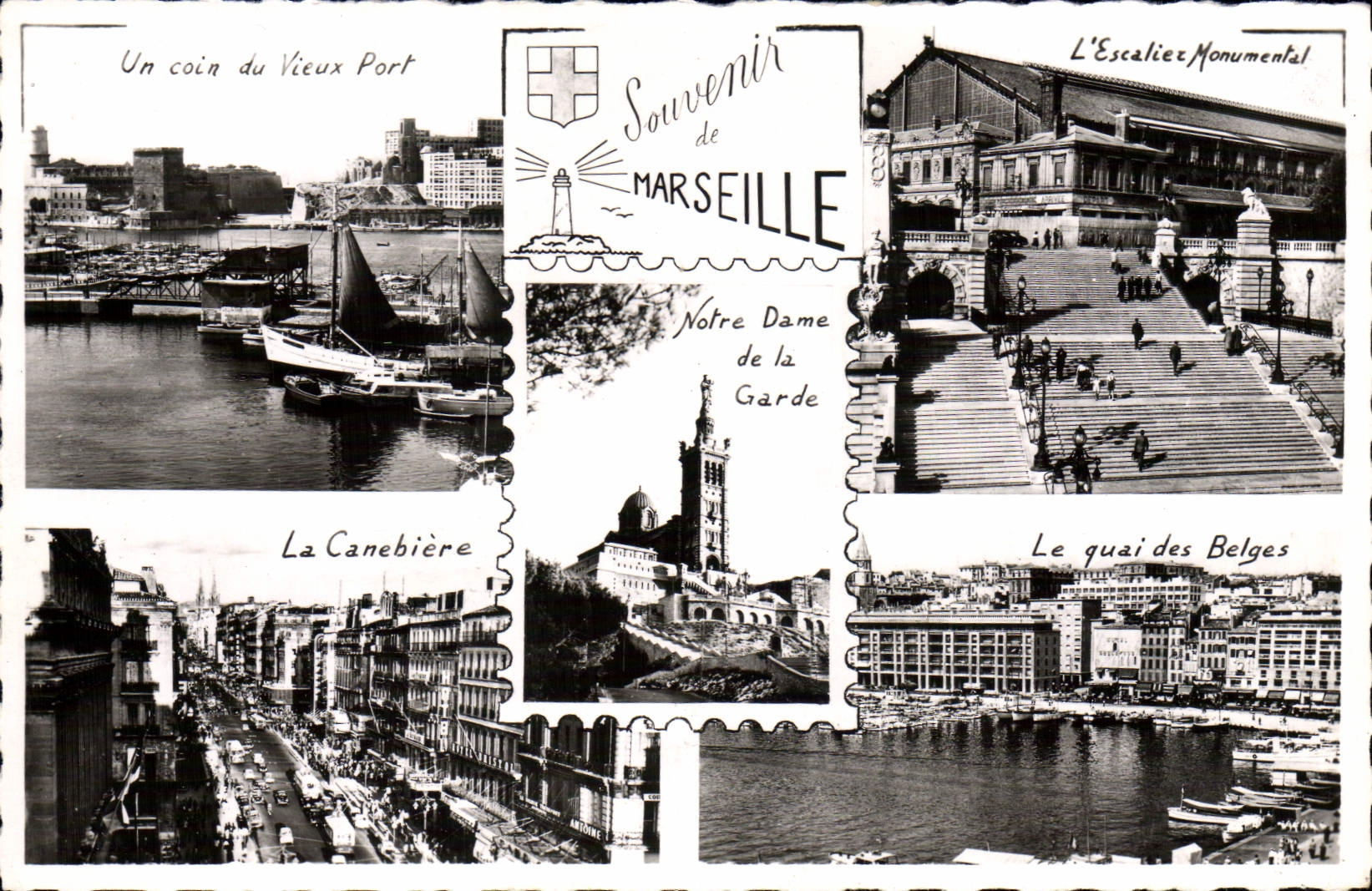 CPm Marseille Un coin du vieux port Escalier monumental Canebiere Le Quai des Belges 